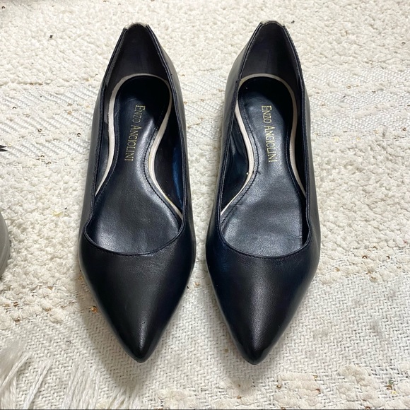Enzo Angiolini black/white leather pointed flats - Picture 2 of 7